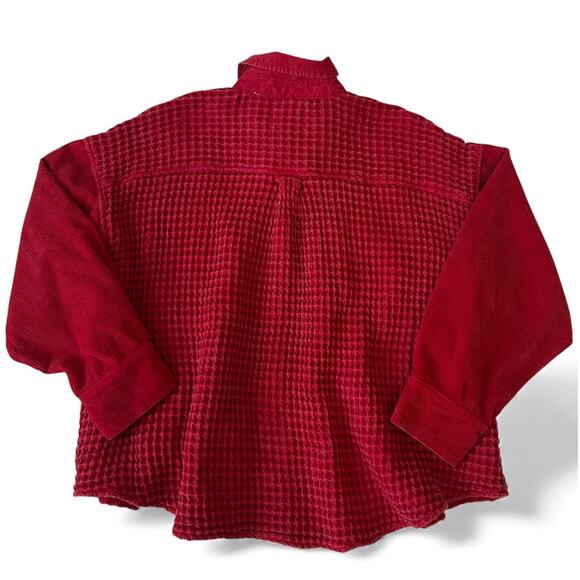 NWT BDG Bryson Waffle Knit Red Shirt Jacket Urban Outfitters Size Large - Picture 4 of 8